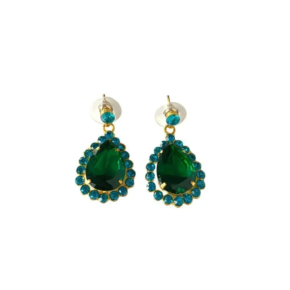 Emerald Rhinestone Drop Earrings
